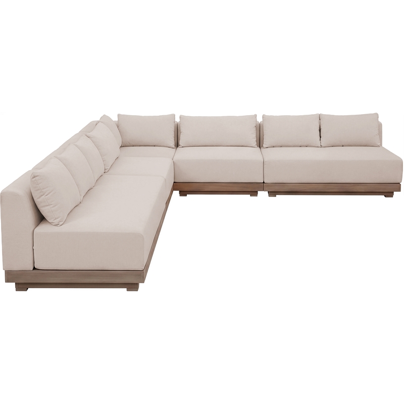 Meridian Furniture Solace Beige Performance Fabric 5pc. Patio Modular Sectional