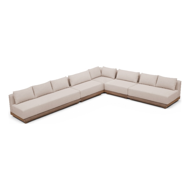 Meridian Furniture Solace Beige Performance Fabric 5pc. Patio Modular Sectional