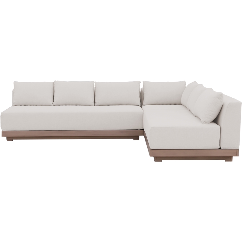 Meridian Furniture Solace Cream Performance Fabric 3pc. Patio Modular Sectional