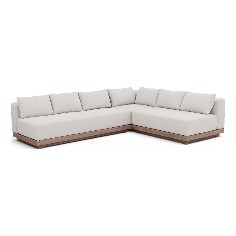 Meridian Furniture Solace Cream Performance Fabric 3pc. Patio Modular Sectional