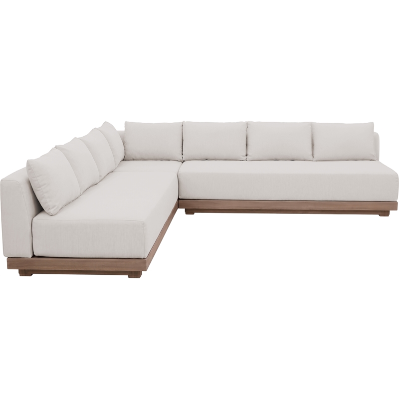 Meridian Furniture Solace Cream Performance Fabric 3pc. Patio Modular Sectional