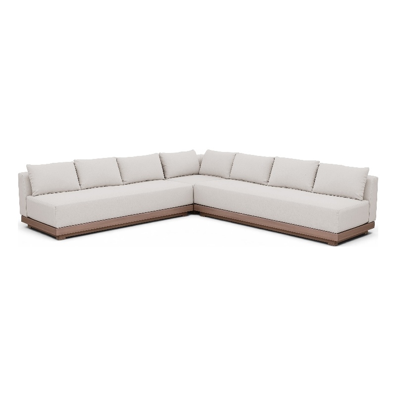 Meridian Furniture Solace Cream Performance Fabric 3pc. Patio Modular Sectional
