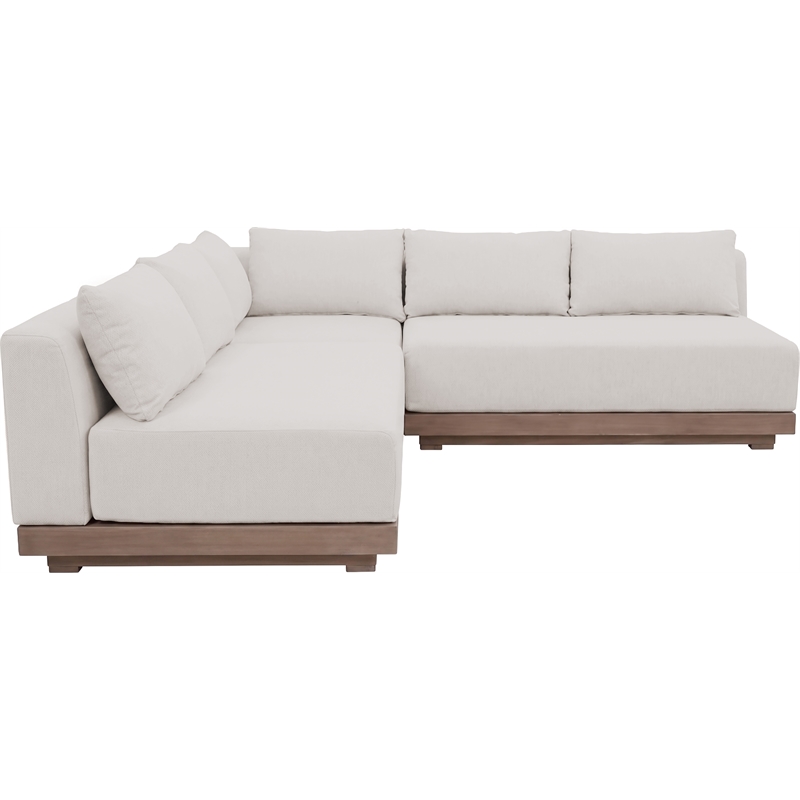 Meridian Furniture Solace Cream Performance Fabric 3pc. Patio Modular Sectional