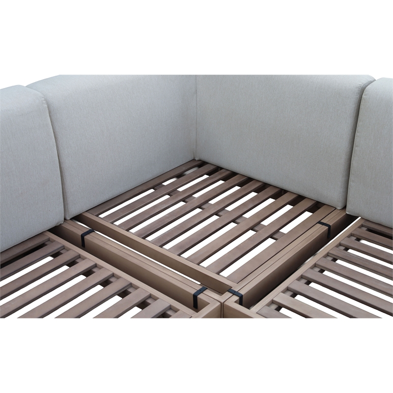 Meridian Furniture Solace Cream Performance Fabric 3pc. Patio Modular Sectional