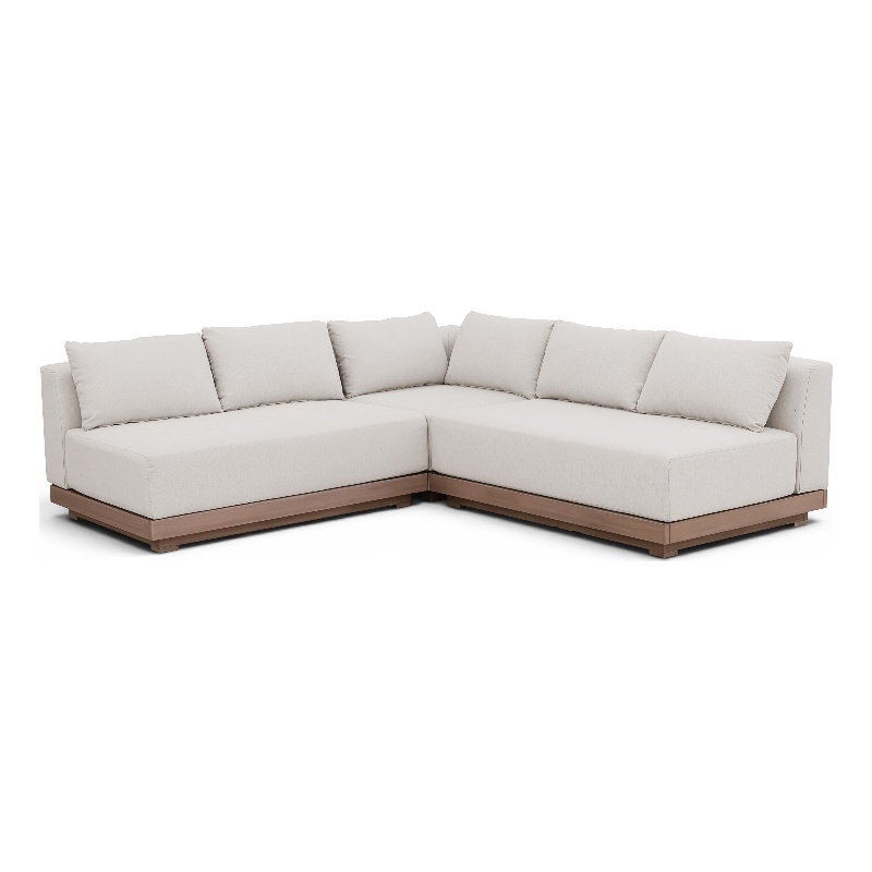 Meridian Furniture Solace Cream Performance Fabric 3pc. Patio Modular Sectional