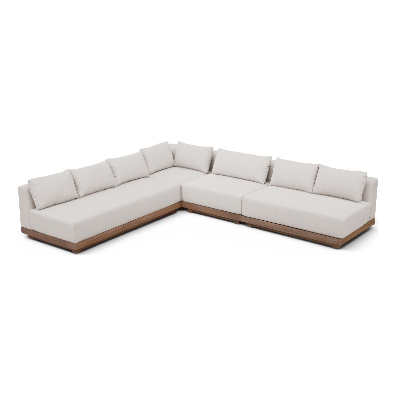 Meridian Furniture Solace Cream Performance Fabric 4pc. Patio Modular Sectional
