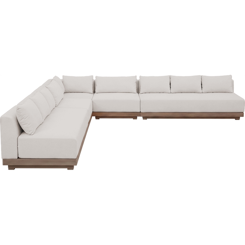 Meridian Furniture Solace Cream Performance Fabric 5pc. Patio Modular Sectional