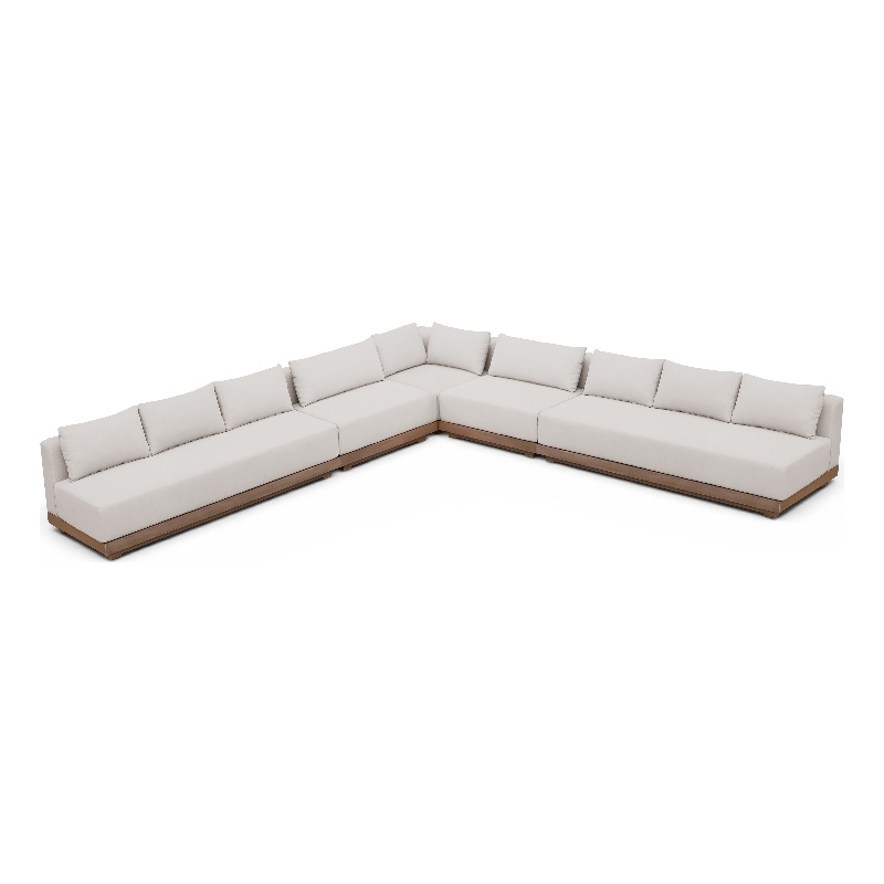 Meridian Furniture Solace Cream Performance Fabric 5pc. Patio Modular Sectional