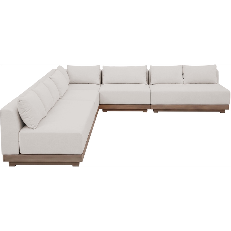 Meridian Furniture Solace Cream Performance Fabric 5pc. Patio Modular Sectional