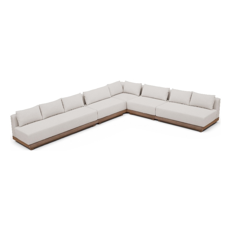 Meridian Furniture Solace Cream Performance Fabric 5pc. Patio Modular Sectional