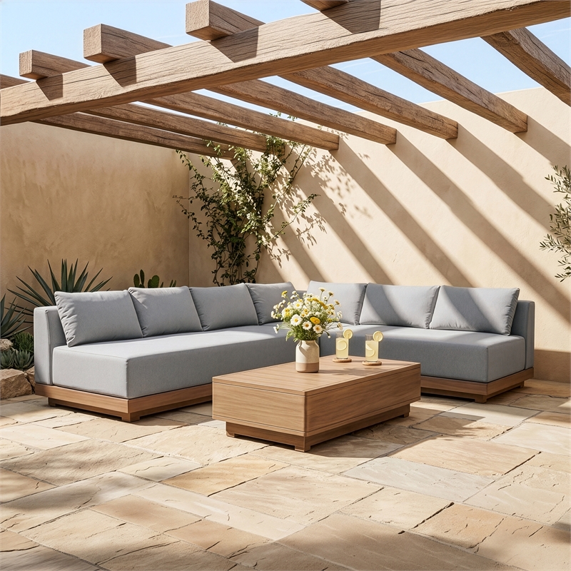 Meridian Furniture Solace Grey Performance Fabric 3pc. Patio Modular Sectional