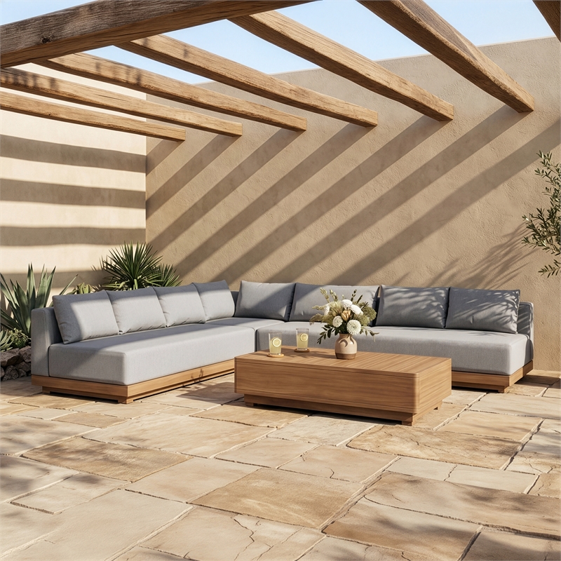 Meridian Furniture Solace Grey Performance Fabric 4pc. Patio Modular Sectional