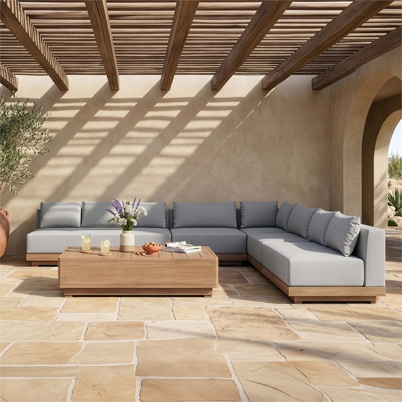 Meridian Furniture Solace Grey Performance Fabric 5pc. Patio Modular Sectional