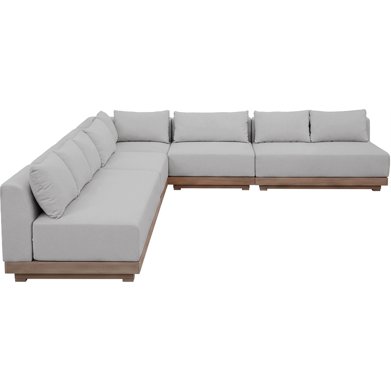 Meridian Furniture Solace Grey Performance Fabric 5pc. Patio Modular Sectional