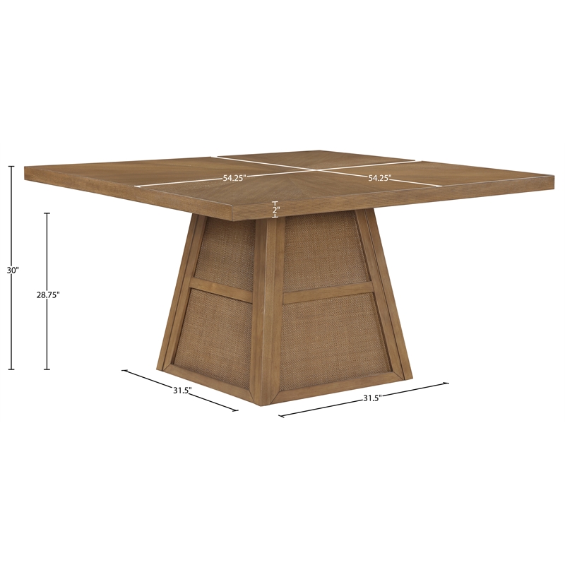Meridian Furniture Fenwick Brown Cane Solid Wood with Oak Veneer Dining Table