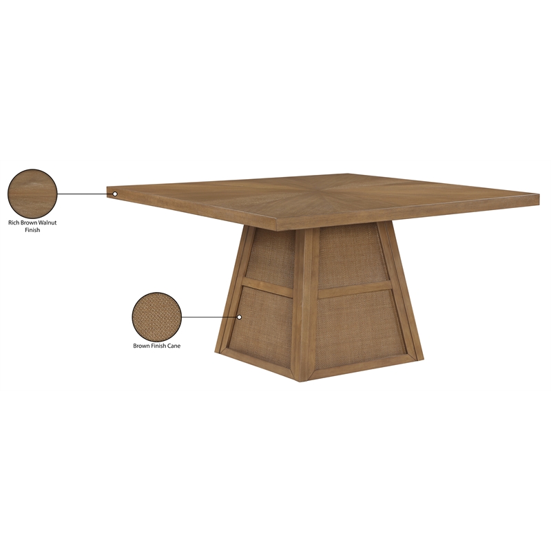 Meridian Furniture Fenwick Brown Cane Solid Wood with Oak Veneer Dining Table