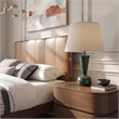 Meridian Furniture Lucente Green Genuine Marble Base And Linen Shade Table Lamp