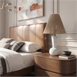 Meridian Furniture Lucente White Genuine Marble Base And Jute Shade Table Lamp