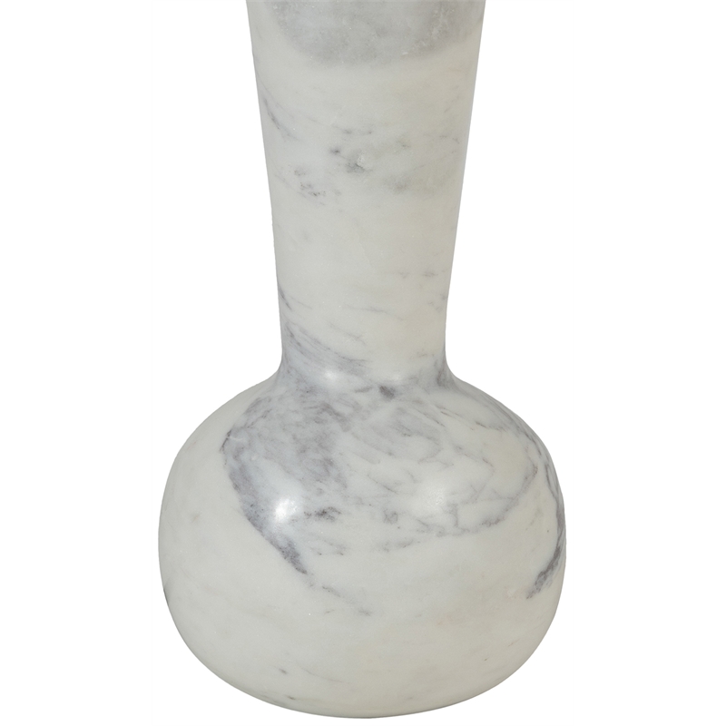 Meridian Furniture Lucente White Genuine Marble Base And Jute Shade Table Lamp