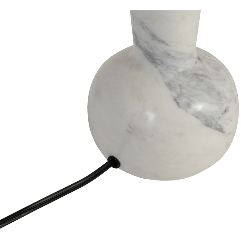 Meridian Furniture Lucente White Genuine Marble Base And Jute Shade Table Lamp