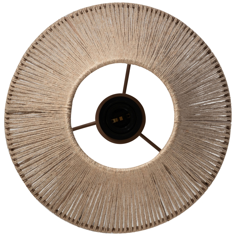 Meridian Furniture Lucente White Genuine Marble Base And Jute Shade Table Lamp
