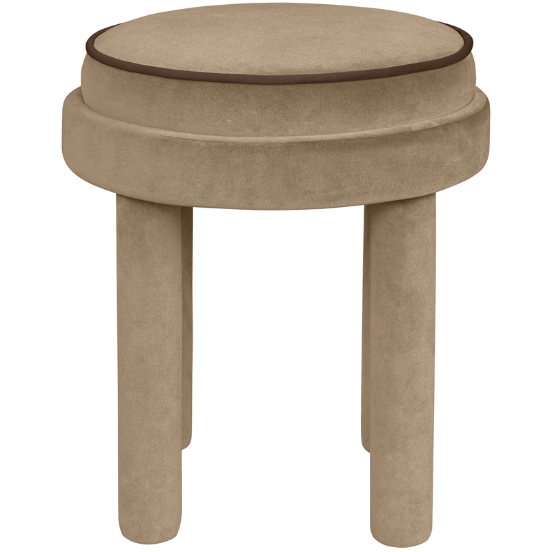 Meridian Furniture Velin Beige Velvet Upholstered Ottoman / Stool