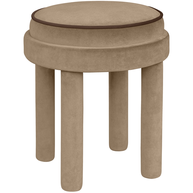 Meridian Furniture Velin Beige Velvet Upholstered Ottoman / Stool