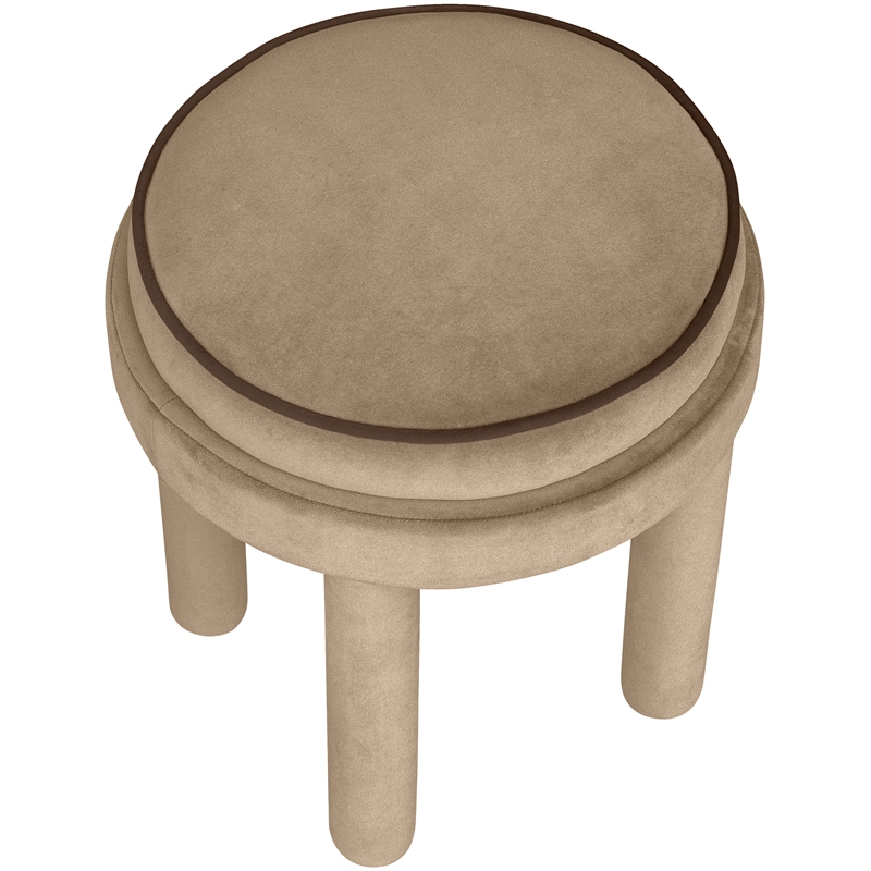 Meridian Furniture Velin Beige Velvet Upholstered Ottoman / Stool