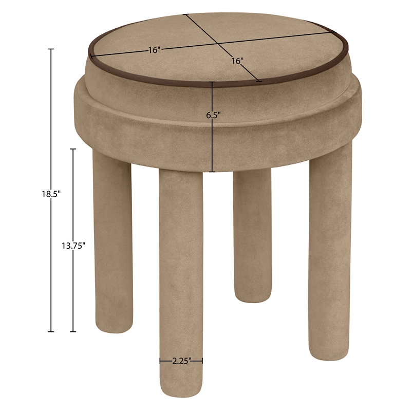 Meridian Furniture Velin Beige Velvet Upholstered Ottoman / Stool