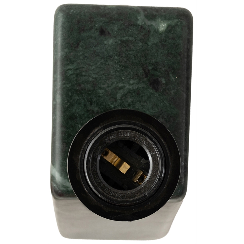 Meridian Furniture Vellum Green Genuine Marble Base And Linen Shade Table Lamp