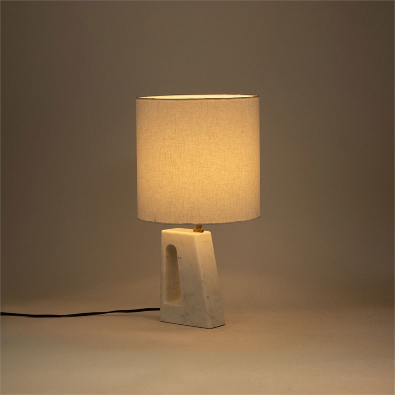 Meridian Furniture Vellum Off White Genuine Marble Base Table Lamp