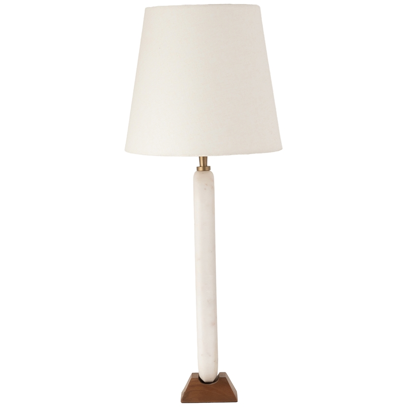 Meridian Furniture Solis Off White Genuine Marble And Mango Wood Base Table Lamp