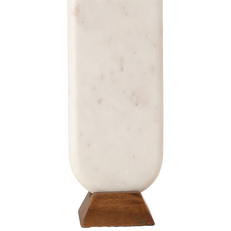 Meridian Furniture Solis Off White Genuine Marble And Mango Wood Base Table Lamp