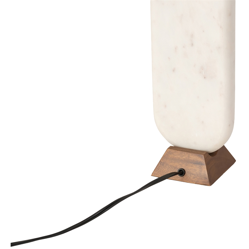 Meridian Furniture Solis Off White Genuine Marble And Mango Wood Base Table Lamp
