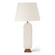 Meridian Furniture Solis Off White Genuine Marble And Mango Wood Base Table Lamp