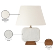 Meridian Furniture Solis Off White Genuine Marble And Mango Wood Base Table Lamp