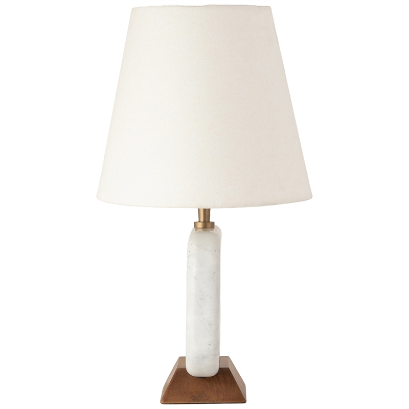 Meridian Furniture Solis Off White Genuine Marble And Mango Wood Base Table Lamp