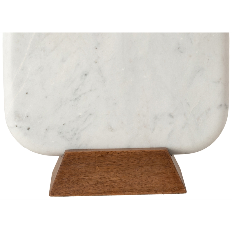 Meridian Furniture Solis Off White Genuine Marble And Mango Wood Base Table Lamp