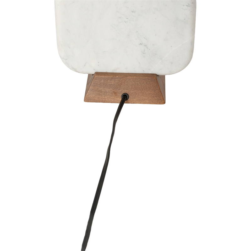 Meridian Furniture Solis Off White Genuine Marble And Mango Wood Base Table Lamp