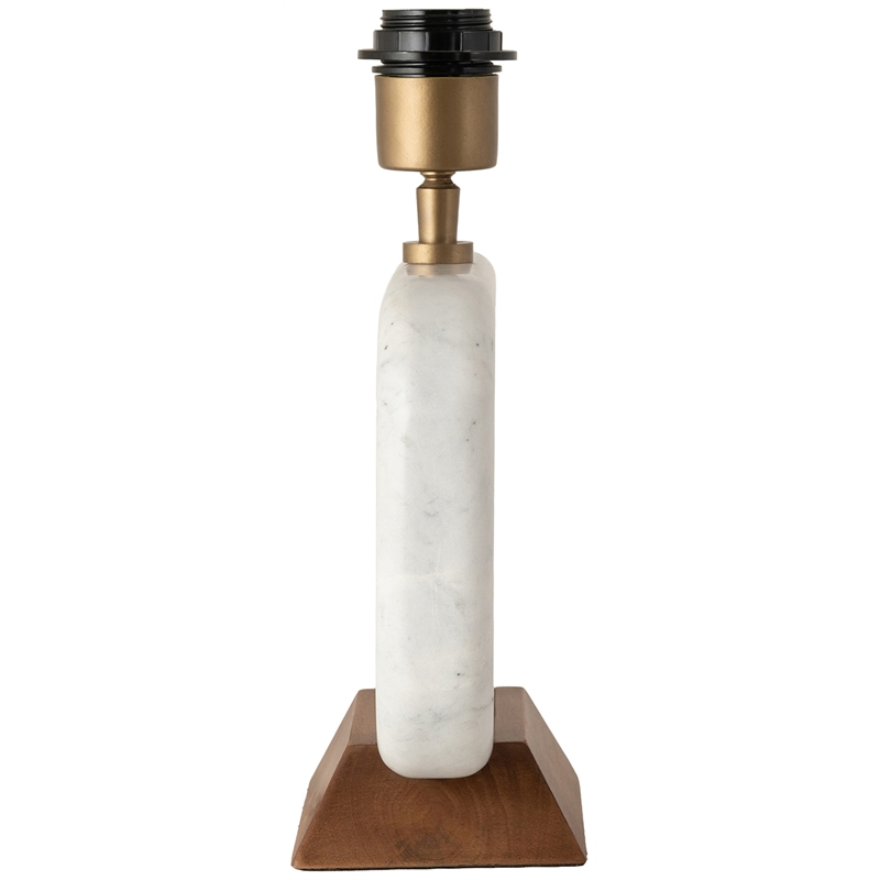 Meridian Furniture Solis Off White Genuine Marble And Mango Wood Base Table Lamp