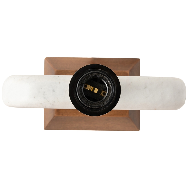 Meridian Furniture Solis Off White Genuine Marble And Mango Wood Base Table Lamp