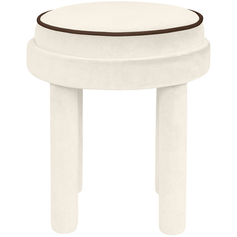 Meridian Furniture Velin Cream Velvet Upholstered Ottoman / Stool