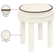 Meridian Furniture Velin Cream Velvet Upholstered Ottoman / Stool