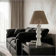 Meridian Furniture Pietra White Genuine Marble Base And Jute Shade Table Lamp