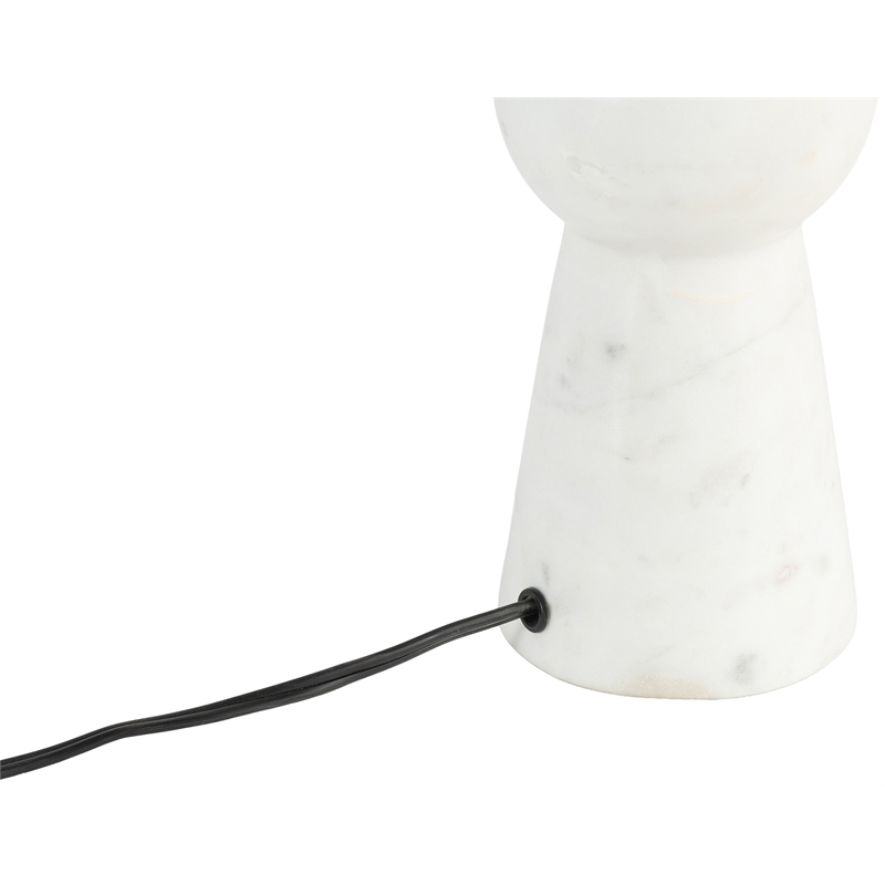 Meridian Furniture Pietra White Genuine Marble Base And Jute Shade Table Lamp