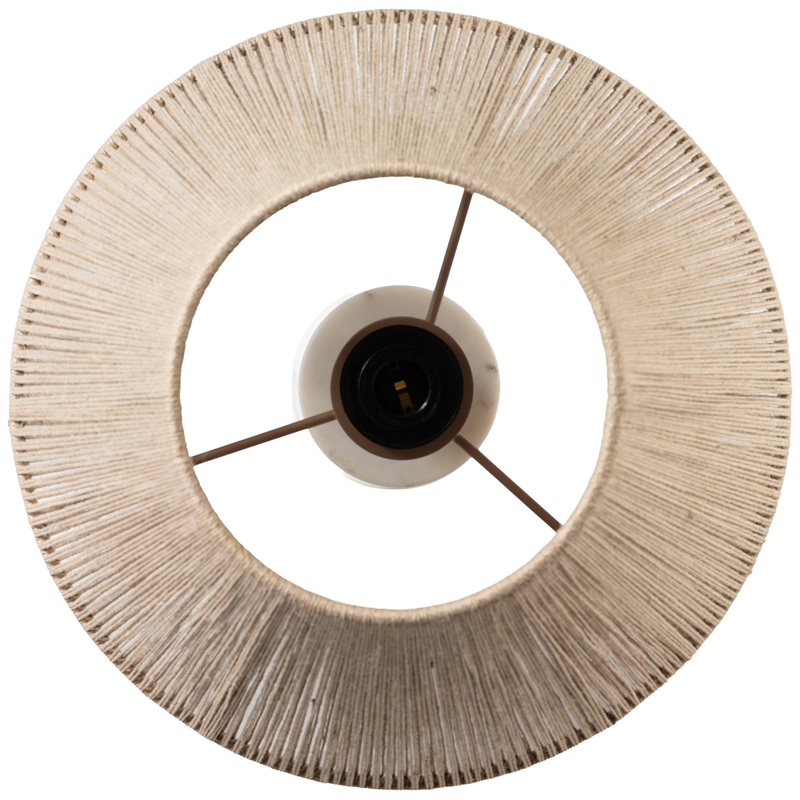 Meridian Furniture Pietra White Genuine Marble Base And Jute Shade Table Lamp