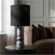 Meridian Furniture Paros Black Genuine Marble Base And Cotton Shade Table Lamp