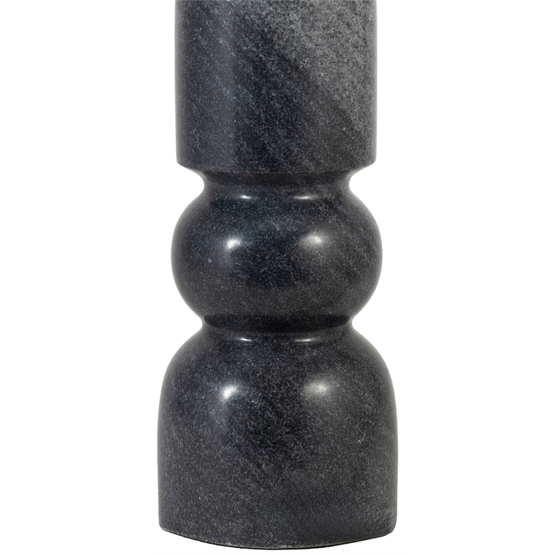 Meridian Furniture Paros Black Genuine Marble Base And Cotton Shade Table Lamp