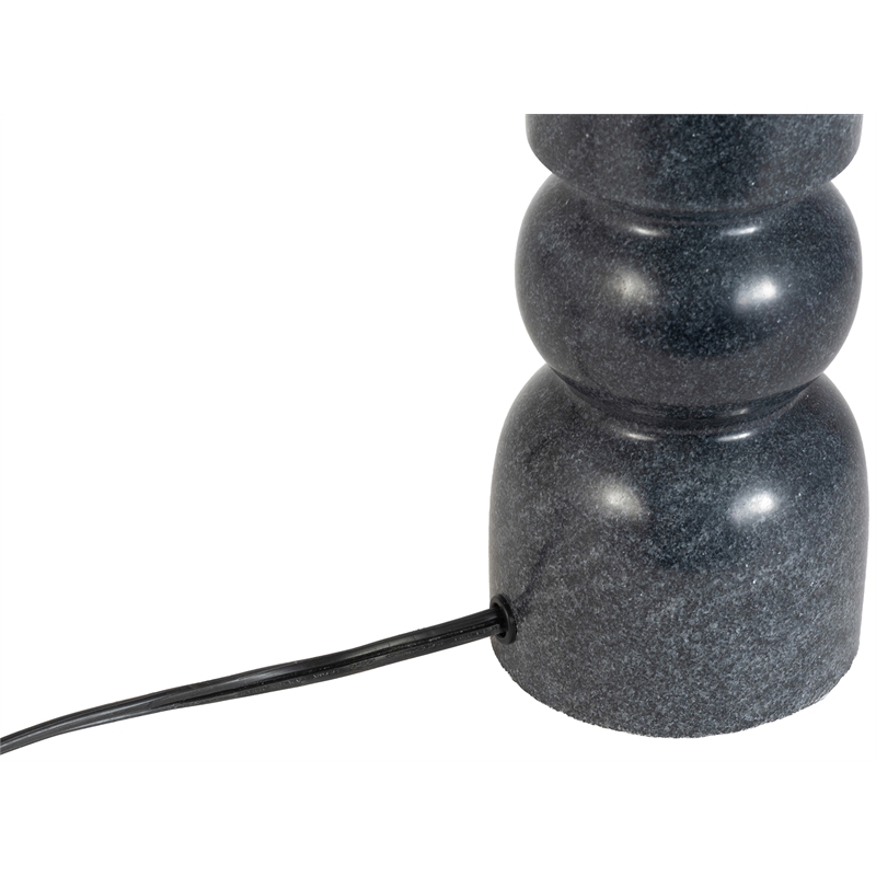 Meridian Furniture Paros Black Genuine Marble Base And Cotton Shade Table Lamp