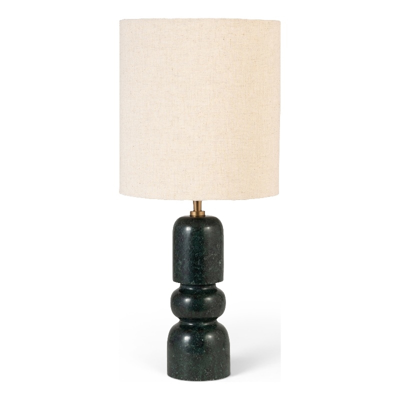 Meridian Furniture Paros Green Genuine Marble Base And Cotton Shade Table Lamp